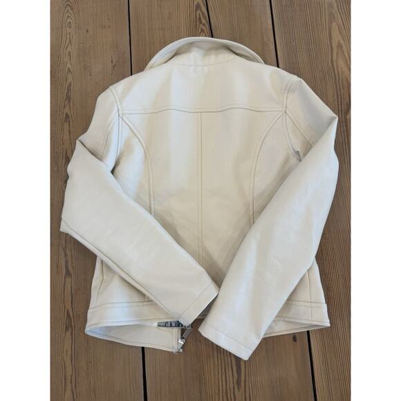 Habitual‎ Girl Size 14 Faux Leather Moto Biker Jacket in Off-White - Picture 6 of 7